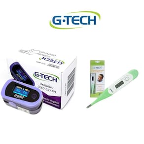 Oximetro De Pulso De Dedo Com Curva OLED Gtech + Termômetro Digital Axilar