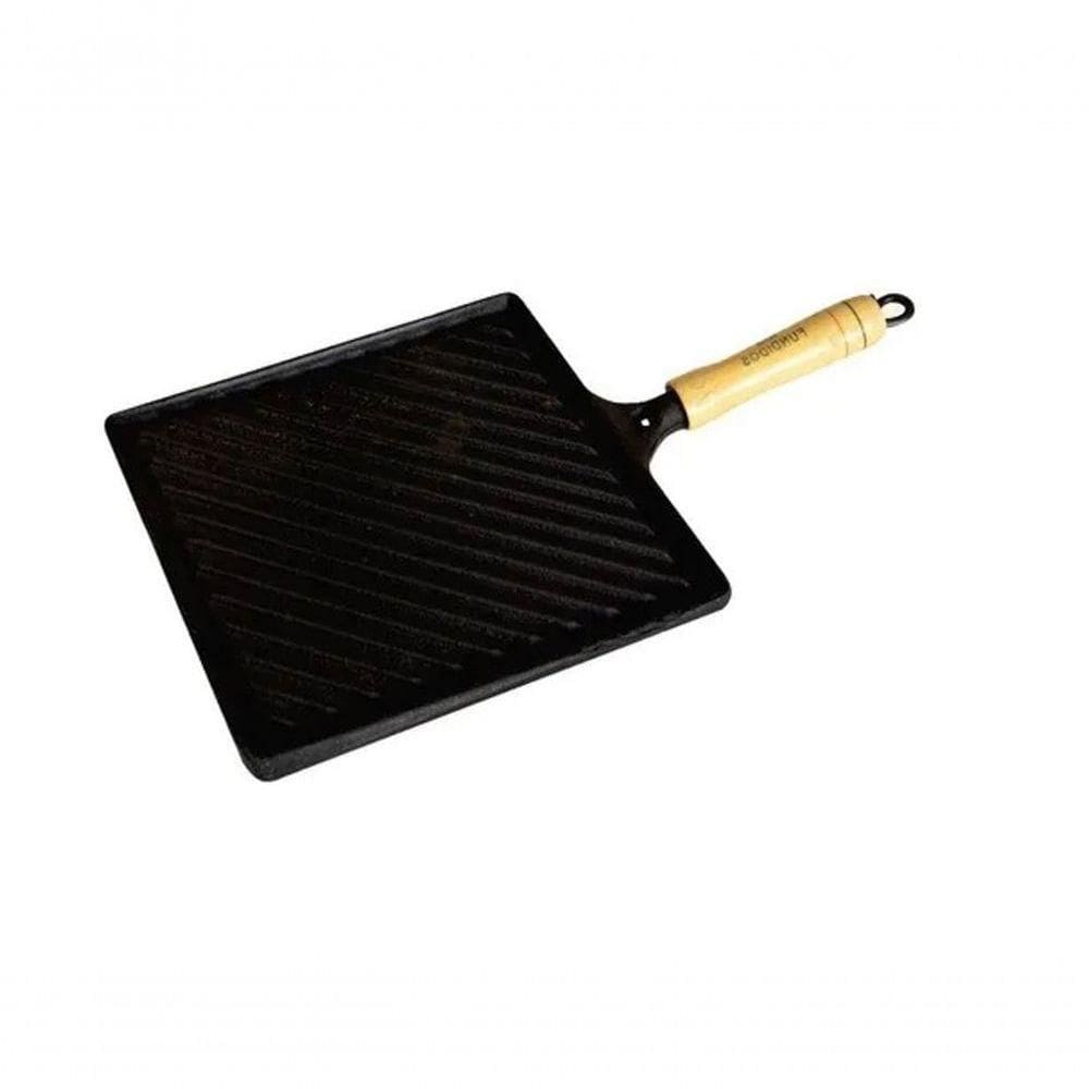 Bifeteira Ferro Fundido Quadrada Frisada - Medidas 25X25Cm