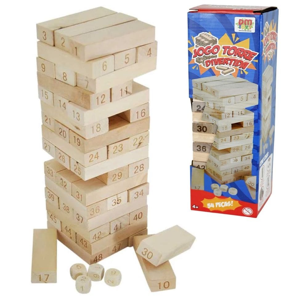 Brinquedo Jogo Mesa Caiu Perdeu Madeira 54 Peça Mdf Infantil