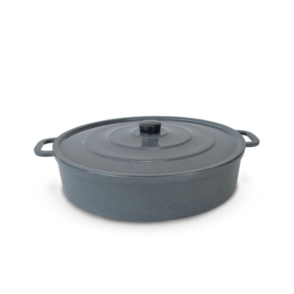 Paejeira Paellera Fundida Alumínio Batido Grosso Com Tampa 34cm - Grafite