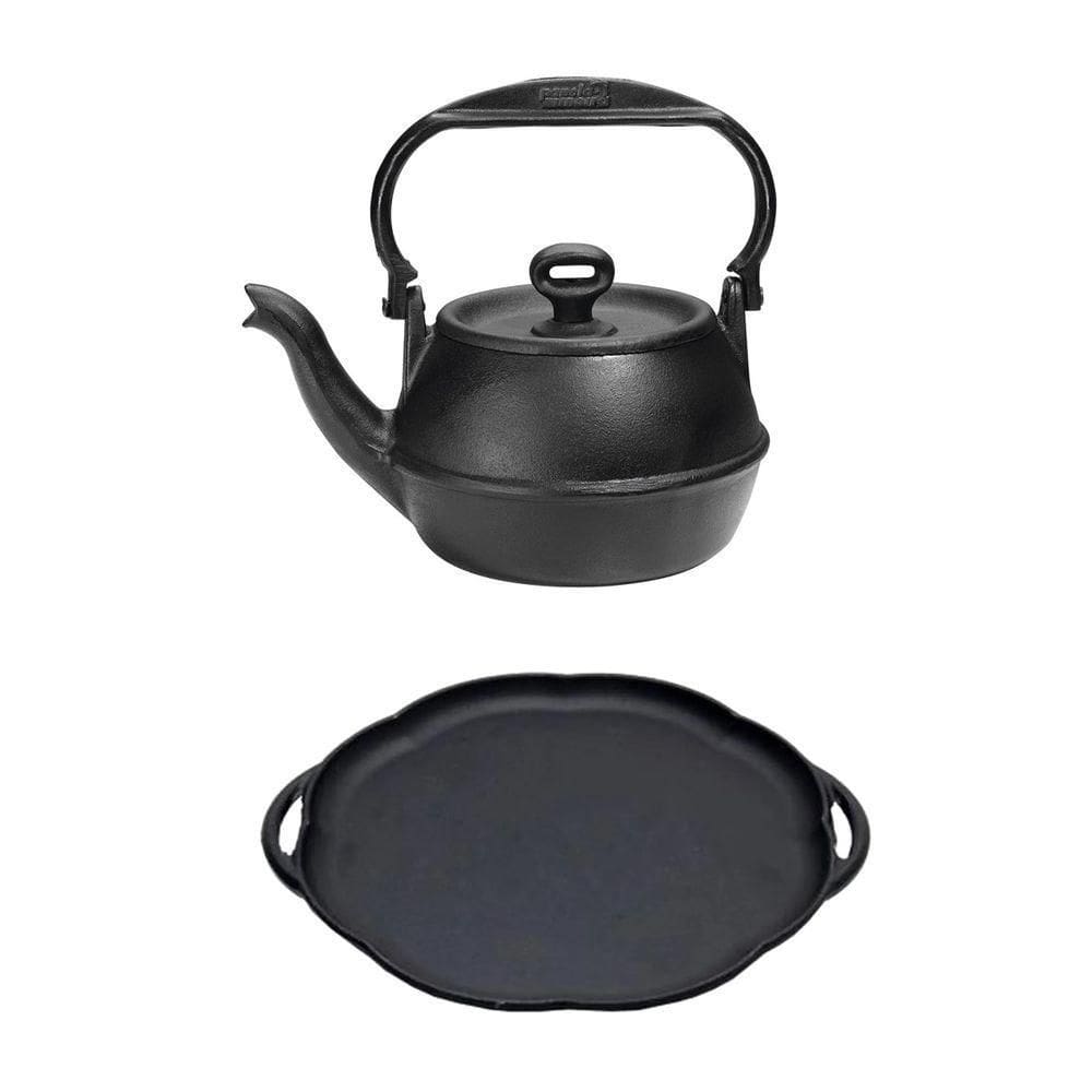 Kit Chaleira Tradição Ferro Fundido 2L E Chapa Petisco 24Cm