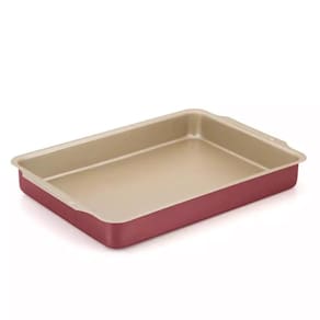 Assadeira Retangular Antiaderente Teflon Bege com Cereja Nº 01 29x19cm