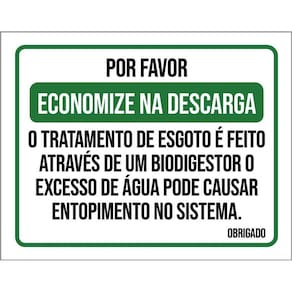 Placa Sinalização - Economize Na Descarga Biodigestor 36X46