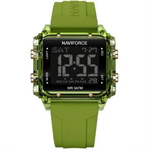Relógio Esportivo Feminino Quadrado Digital Pulseira De Silicone Verde Musgo