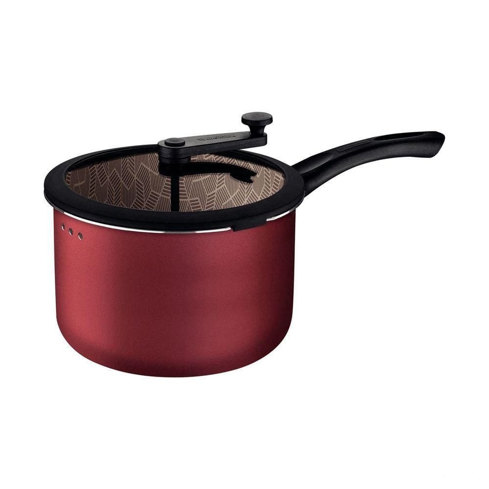 Pipoqueira Paris Antiaderente Starflon Max Vermelho Com Tampa De Vidro 22 Cm 4,8 L