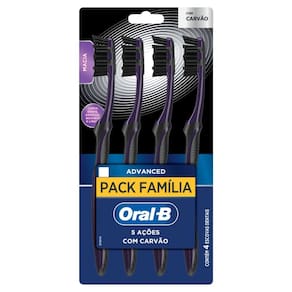 Escova de Dente Oral-B Advanced com Carvão Pack Família com 4 Unidades