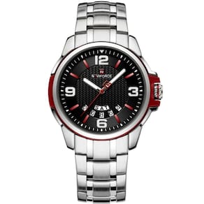 Relógio De Pulso Em Aço Inoxidável Clássico Esportivo Nf9215s Vermelho