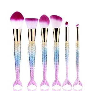 Kit 06 Pinceis De Maquiagem Sereia Calda De Peixe