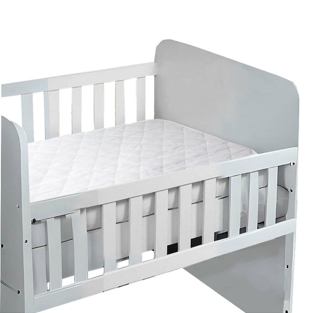 Kit Enxoval Protetor de Colchão Impermeavel Lençol Para Mini Berço Elastico Branco