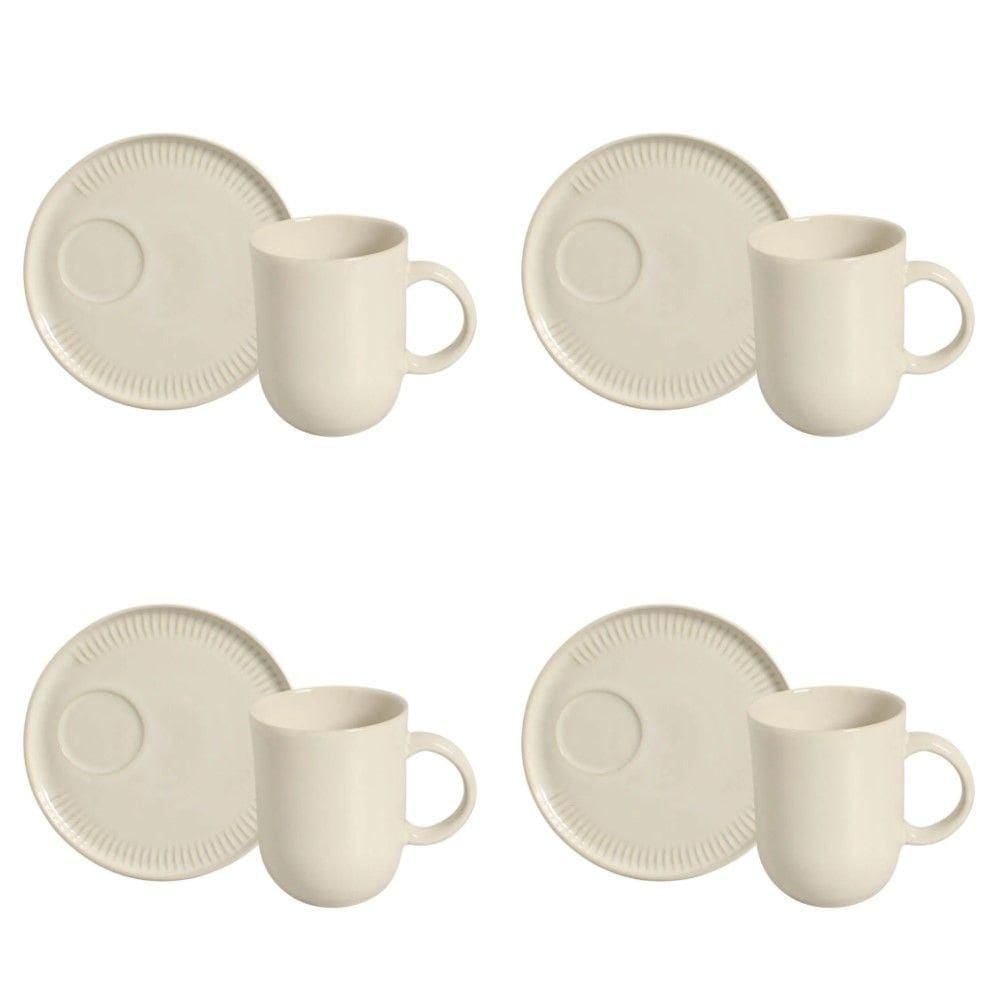 Conjunto De Canecas Com Pires 04 Peças Linhas Clay Porto Brasil