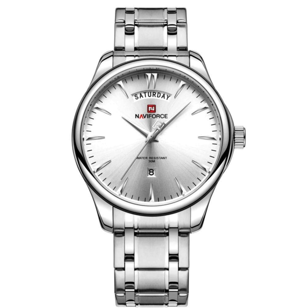 Relógio Masculino De Luxo Em Aço Inoxidável Quartzo Prata