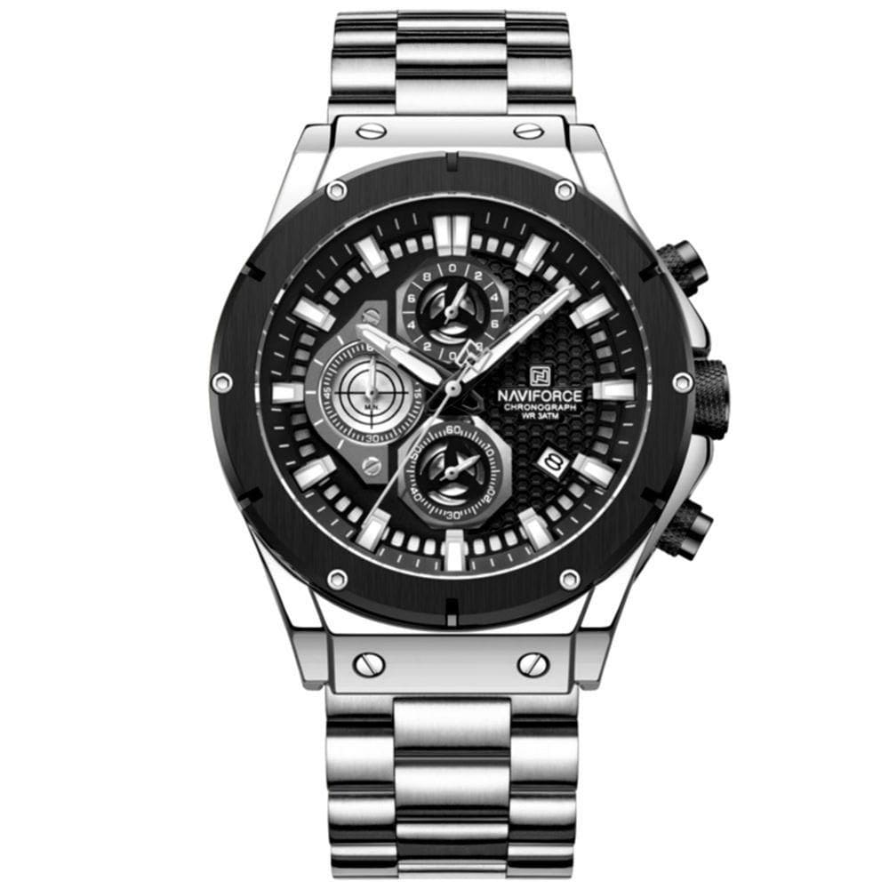 Relógio Masculino Quartzo Pulseira De Aço Inoxidável Casual Esportivo Prata