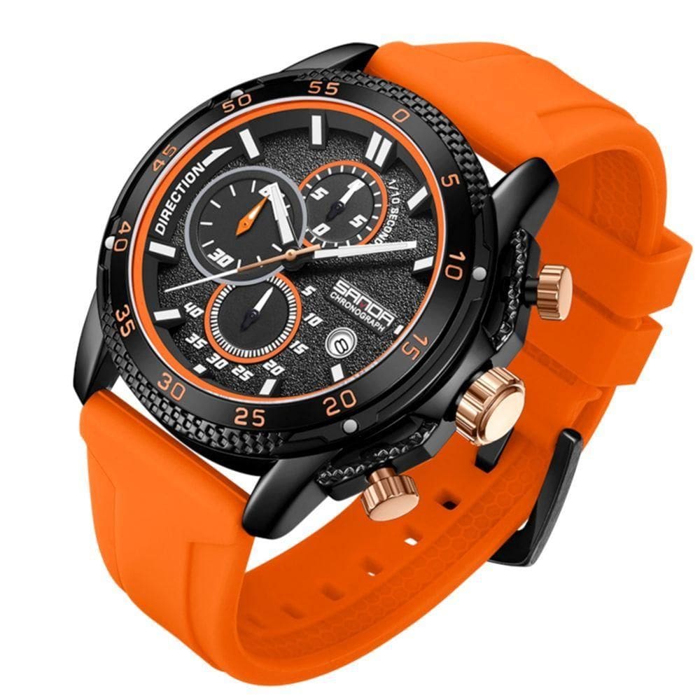 Relógio Masculino De Silicone Quartzo Esportivo 3atm Laranja