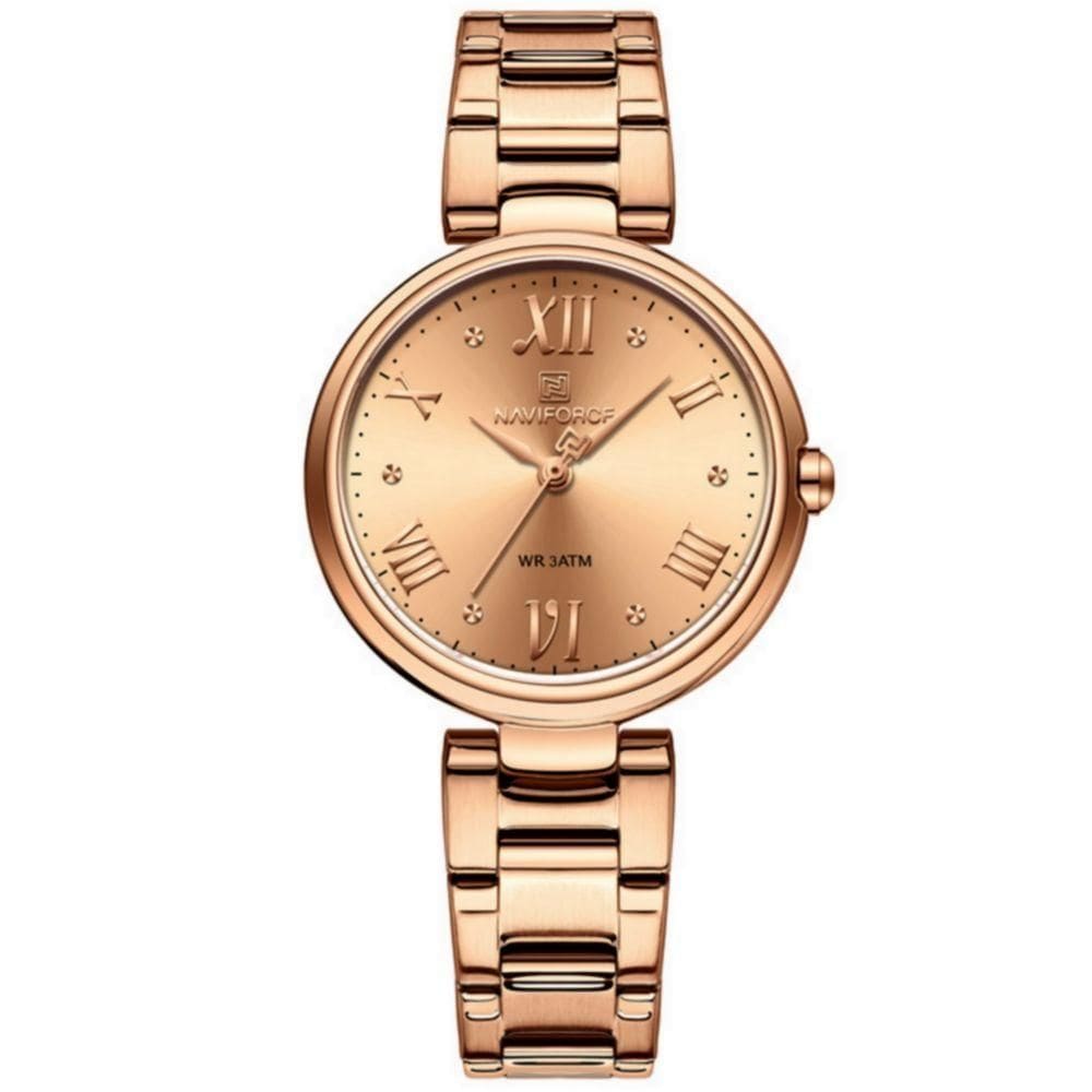 Relógio De Pulso De Aço Inoxidável Para Mulheres Design Classico Rosê