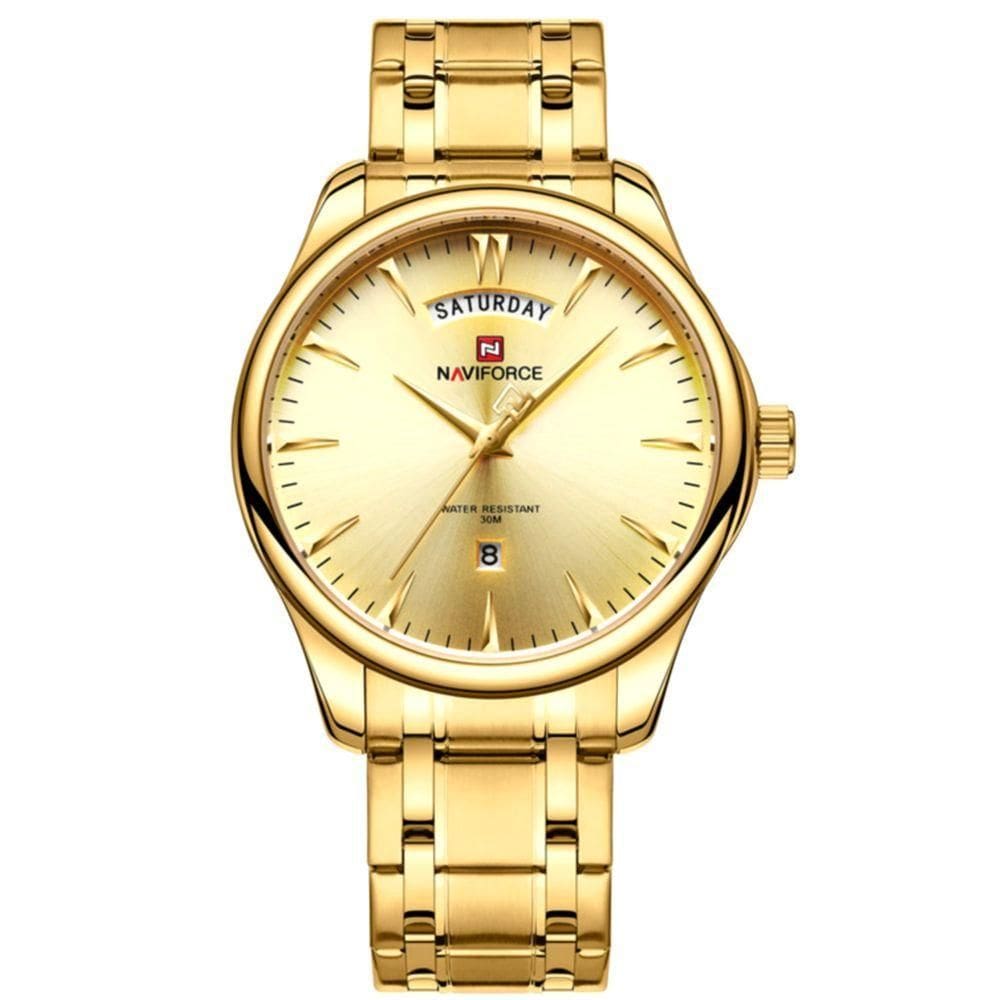 Relógio Masculino De Luxo Em Aço Inoxidável Quartzo Dourado