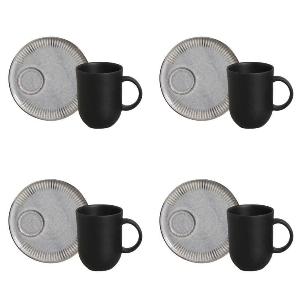 Conjunto De Canecas Com Pires 04 Peças Linhas Dust Porto Brasil