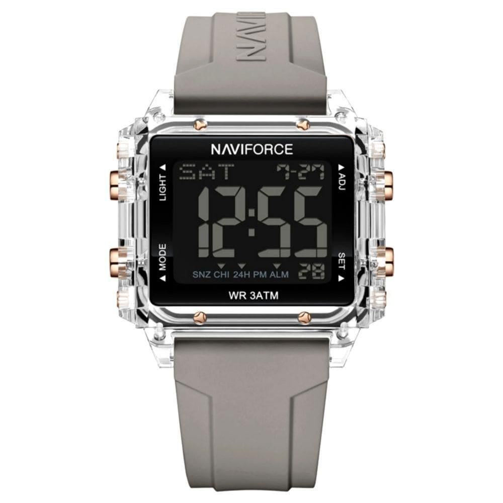 Relógio Esportivo Feminino Quadrado Digital Pulseira De Silicone Cinza