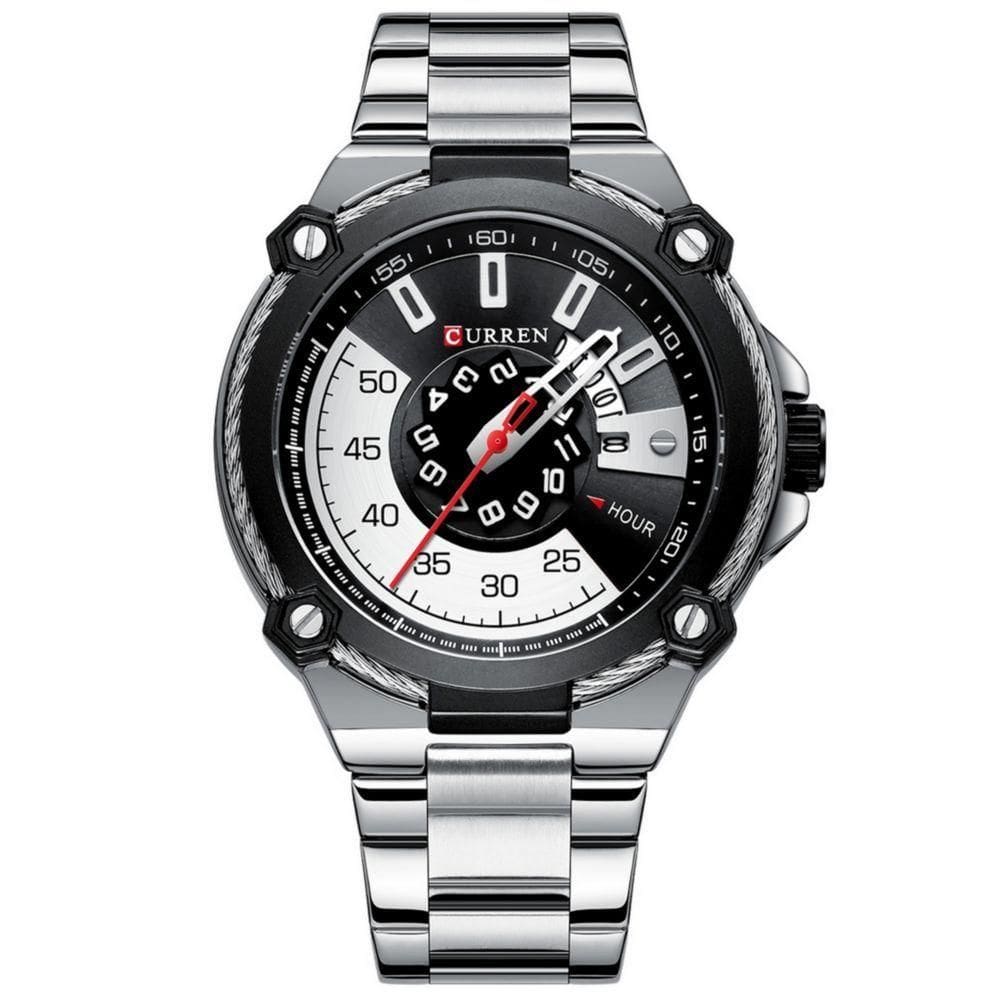 Relógio De Pulso De Quartzo Masculino Pulseira De Aço Inoxidável Prata