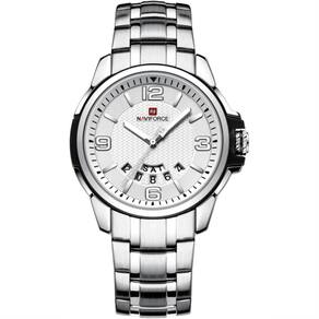 Relógio De Pulso Em Aço Inoxidável Clássico Esportivo Nf9215s Branco