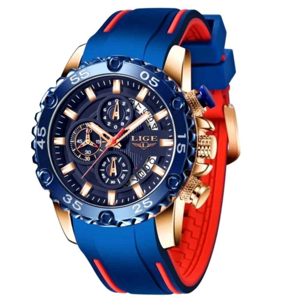 Relógio Masculino Pulseira De Silicone Esportivo De Quartzo Azul