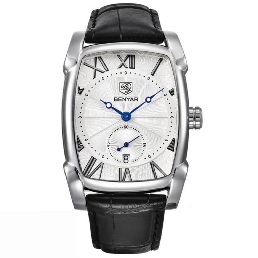 Relógio Masculino Quadrado Casual De Quartzo Impermeável Prata