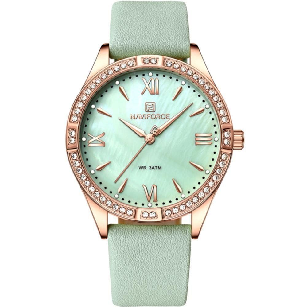 Relógio De Quartzo Feminino Estilo Casual Design Com Strass A Prova D´agua Verde