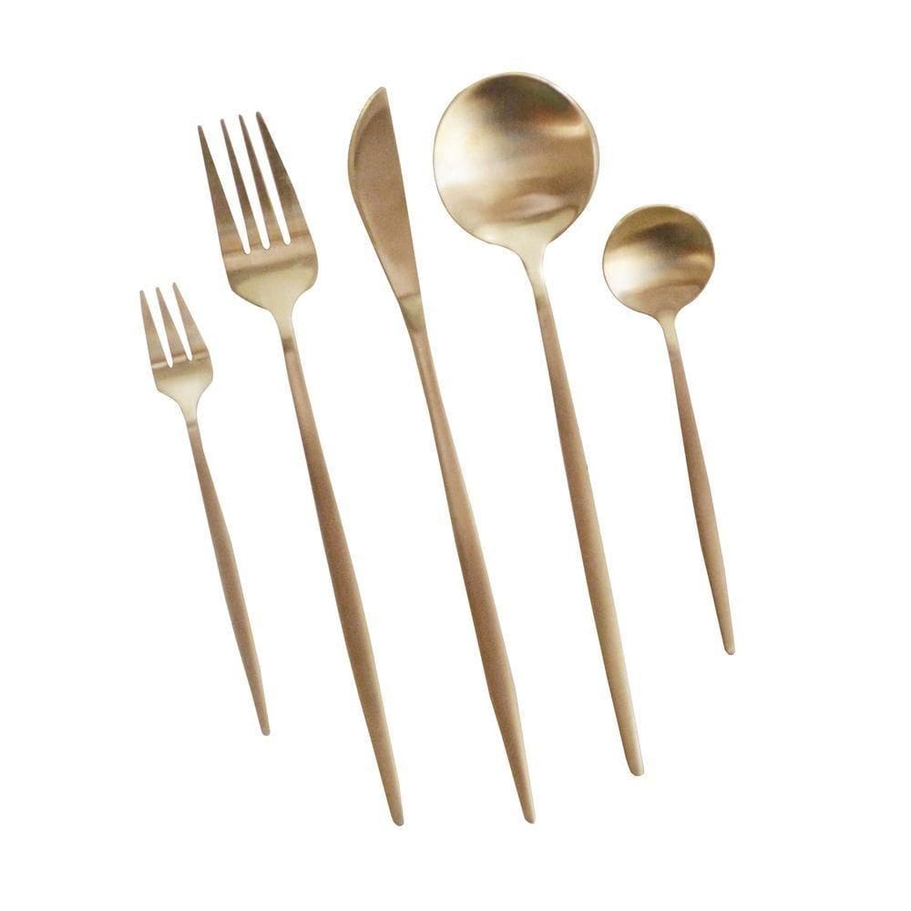 Faqueiro 30 Peças Em Inox Berlin Kenya Dourado