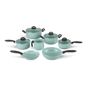 Jogo De Panelas 7 Peças Revestimento Cerâmico Antiaderente Mineral Resist Cor Verde Ceramic Life