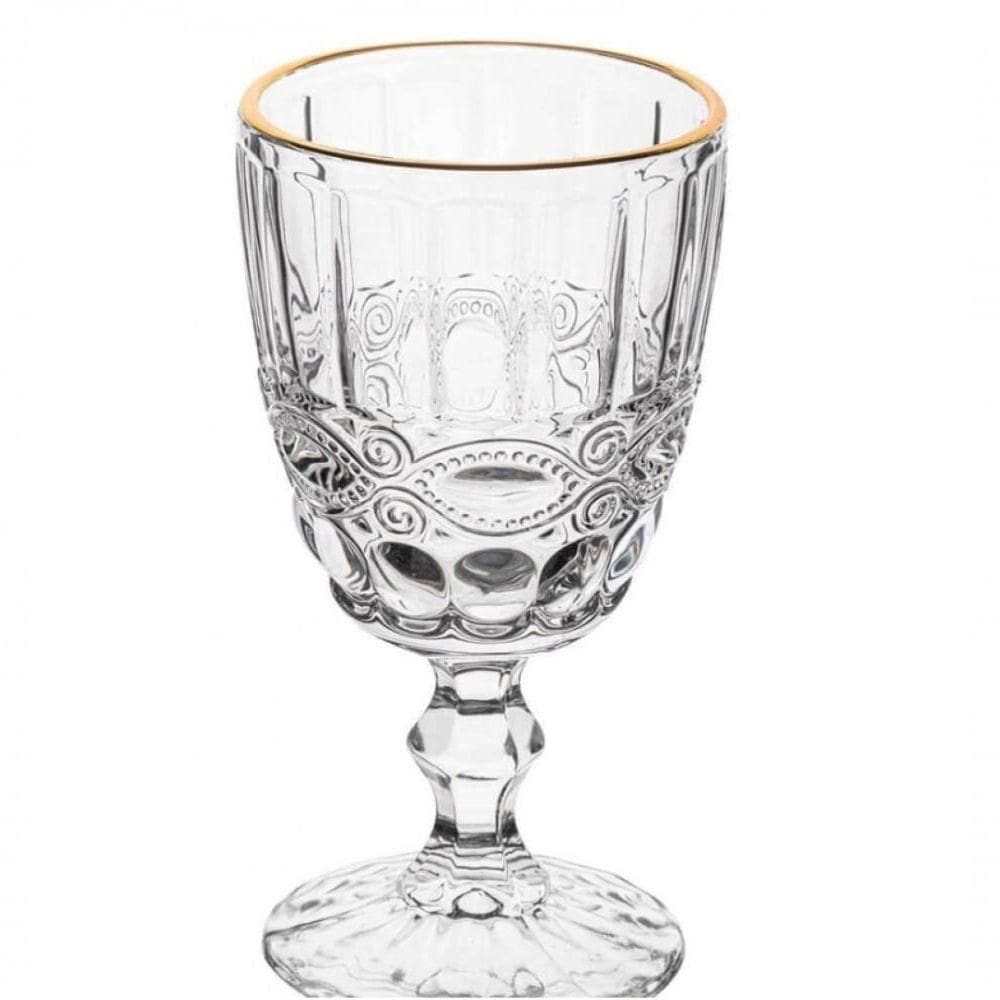 Taça De Vidro Libelula Transparente Fio De Ouro 340ml - Lyor