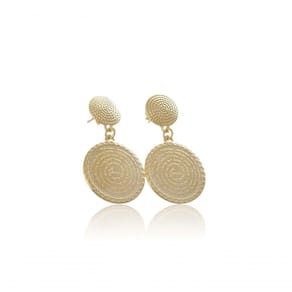 Brinco Médio Medalha Pai Nosso Folheado [f027]