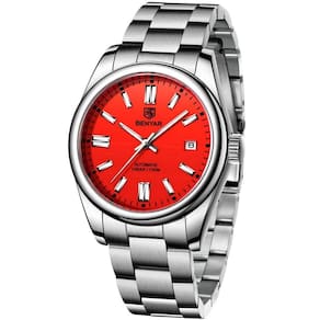 Relógio De Pulso Masculino Automático Em Aço Inoxidável Casual à Prova D\` água Vermelho