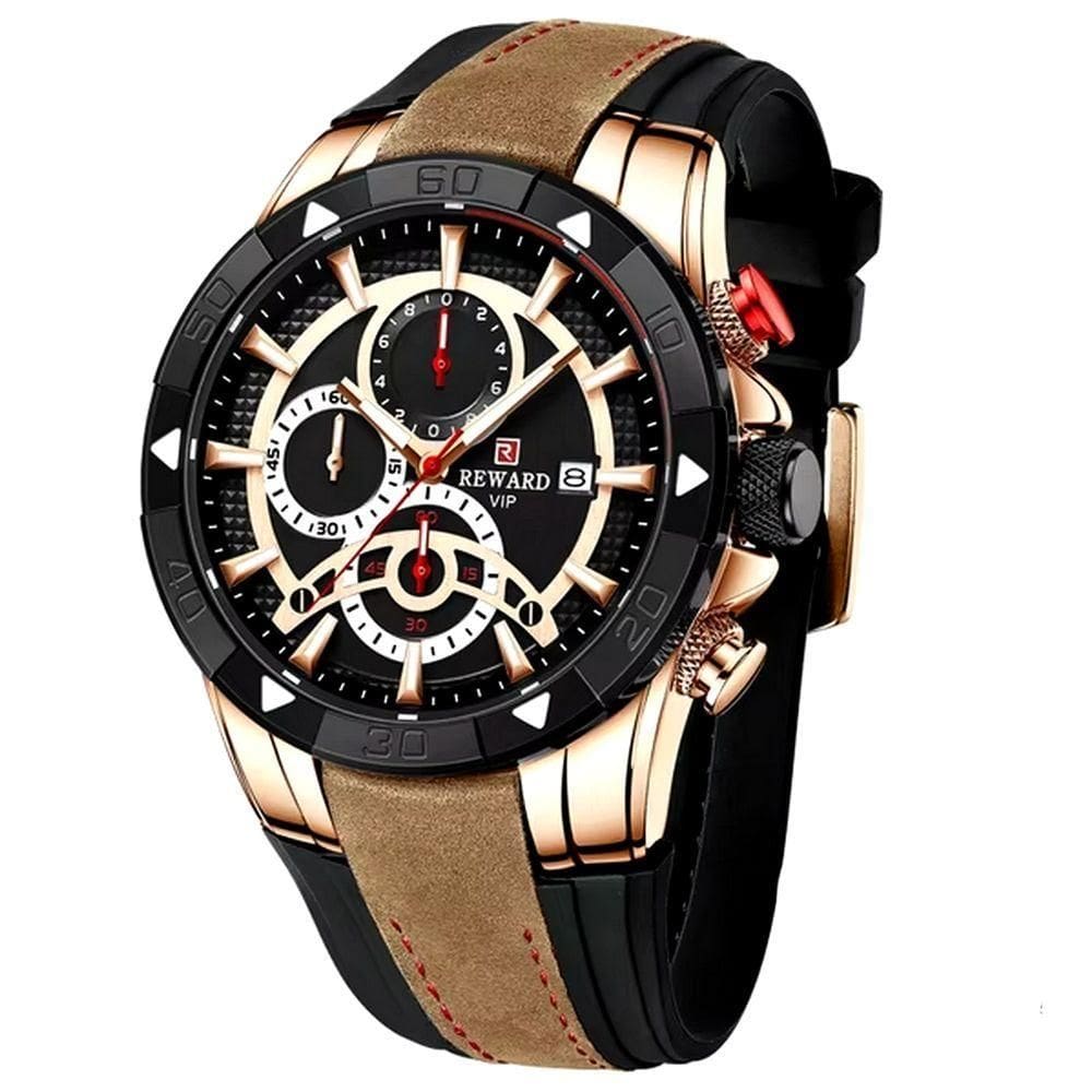Relógio De Pulso De Quartzo Pulseira De Silicone Luminoso Impermeavel Marrom