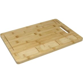 Tábua De Corte 3 Reservatorios E Sulco Home&co Retangular Bambu 1x38x27cm Natural