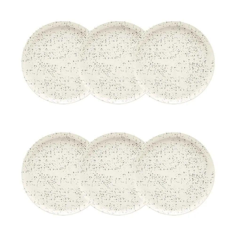 Conjunto De Pratos De Sobremesa 06 Peças Flat Chuvisco Oxford