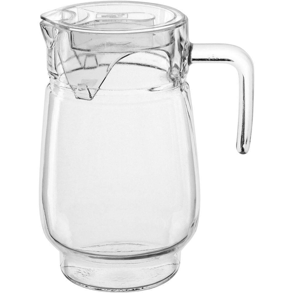 Jarra água Suco Tampa Acrilico Vidro 1,6l 20x10 Transparente