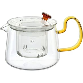 Chaleira Com Infusor Home&co Alça Amarela Borossilicato 500ml 10x16x16cm Transparente