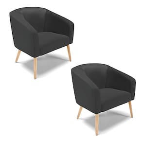 Cadeira Sala De Jantar Pé Palito Natural Kit 2 Stella Sintético D03 - D`rossi Cor Preto