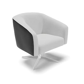 Cadeira Sala De Jantar Giratória Base Cromada Stella Pto/linho D03 - D`rossi Cor Cinza