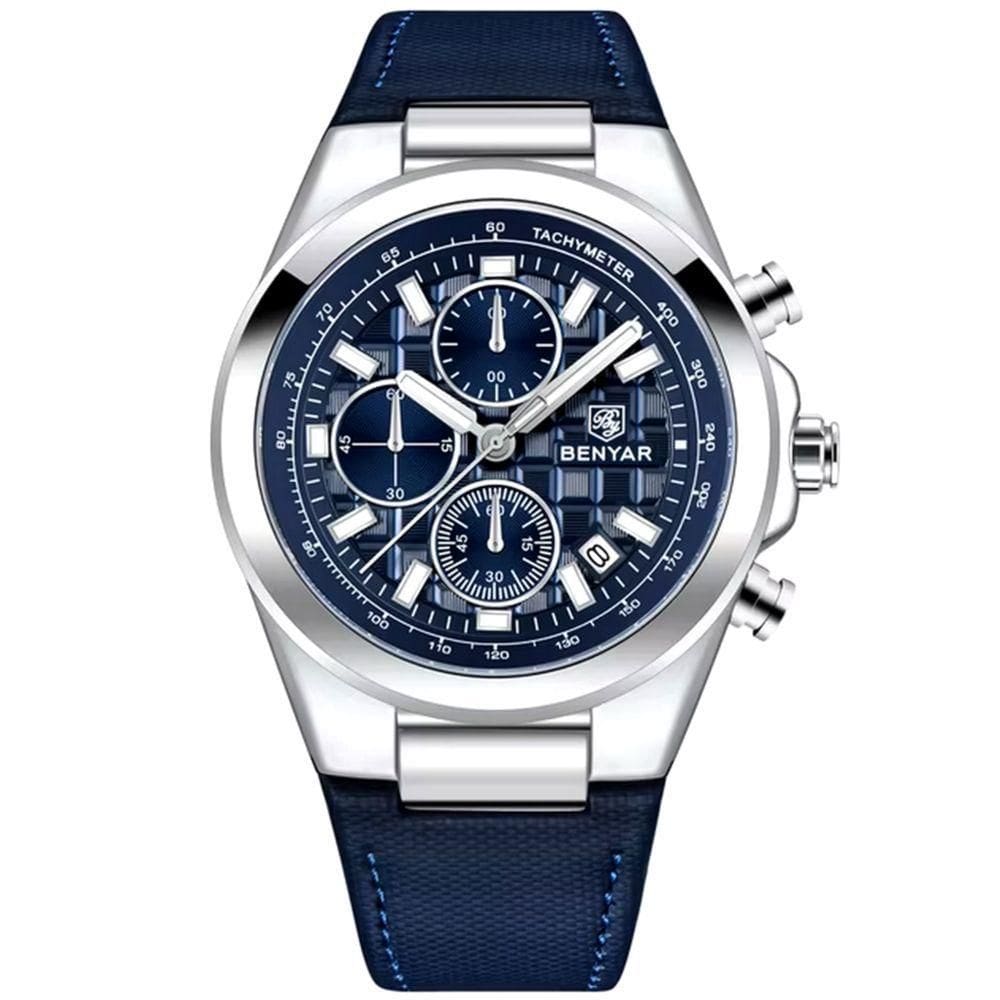 Relógio De Quartzo Masculino Design Esportivo Com Cronógrafo Impermeavel 3atm Azul