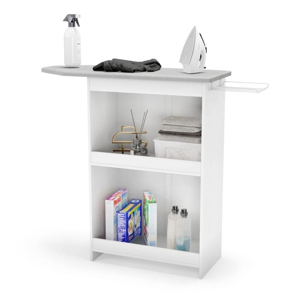 Tábua De Passar Roupa Luna Com Suporte Para Ferro Branco - Desk Design