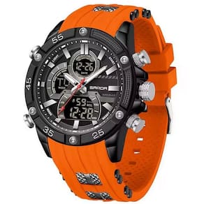 Relógio De Pulso Impermeável Masculino Esportivo De Quartzo Laranja