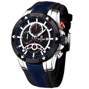 Relógio De Pulso De Quartzo Pulseira De Silicone Luminoso Impermeavel Azul Prata