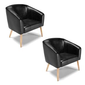 Cadeira Sala De Jantar Pé Palito Natural Kit 2 Stella Sintético Pu D03 - D`rossi Cor Preto