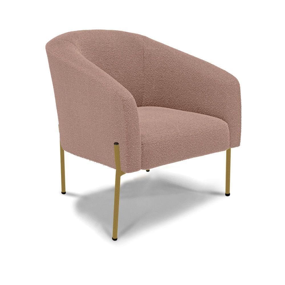 Cadeira Sala De Jantar Pé De Ferro Dourado Stella Bouclê D03 - D`rossi Cor Rose