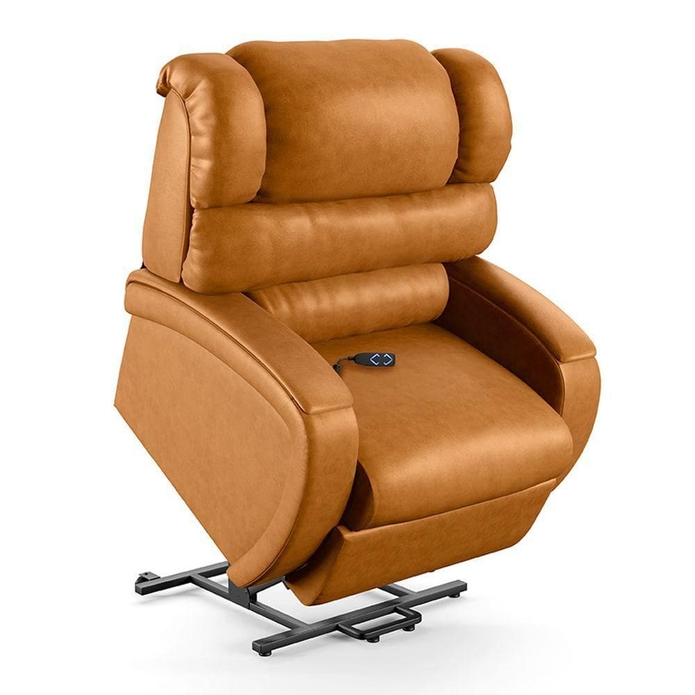 Poltrona Do Papai Reclinável Napoli Elevação Lift Elétrico Pu Whisky Fh1