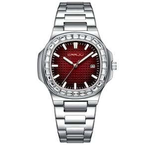 Relogio Masculino Casual Quadrado Em Aço Inoxidável Impermeavel 3atm Vermelho