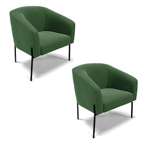 Cadeira Sala De Jantar Pé De Ferro Preto Kit 2 Stella Suede D03 - D`rossi Cor Verde