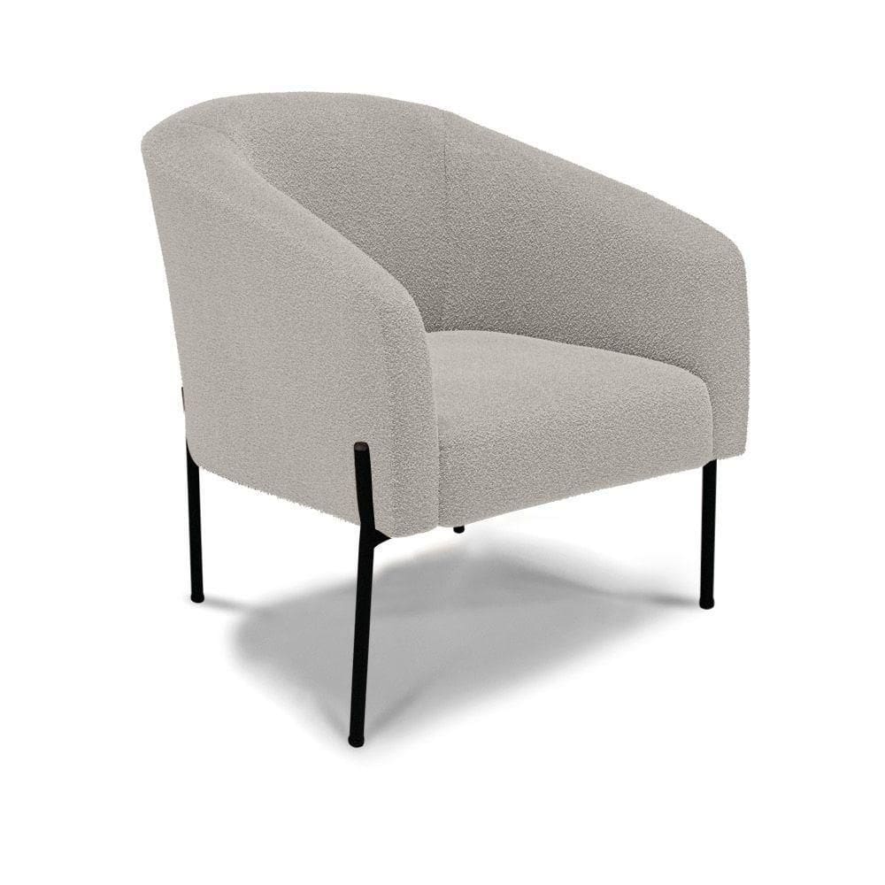 Cadeira Sala De Jantar Pé De Ferro Preto Stella Bouclê D03 - D`rossi Cor Cinza