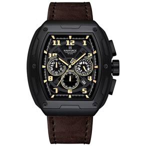 Relógio De Pulso De Quartzo Tonneau Desgin Esportivo Luminoso Impermeavel Marrom Escuro