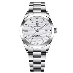 Relógio Automático Masculino Desert Dial Design Em Aço Inoxidável Impermeavel Branco
